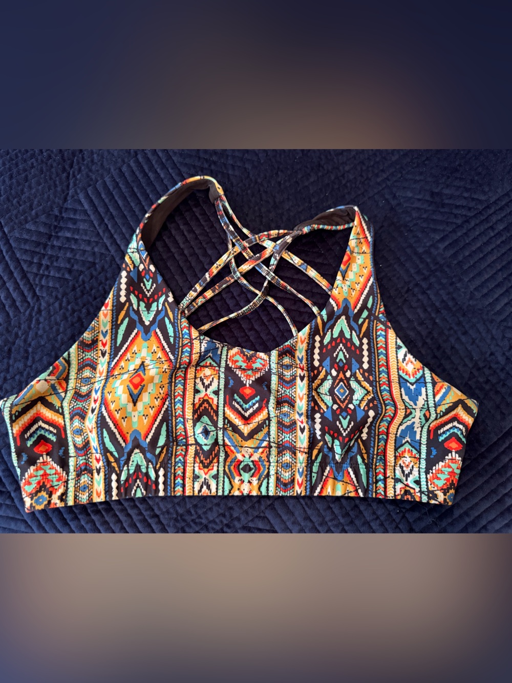 Mossimo Supply Co. Aztec Tribal Print Strappy Back Sports Bra - Large